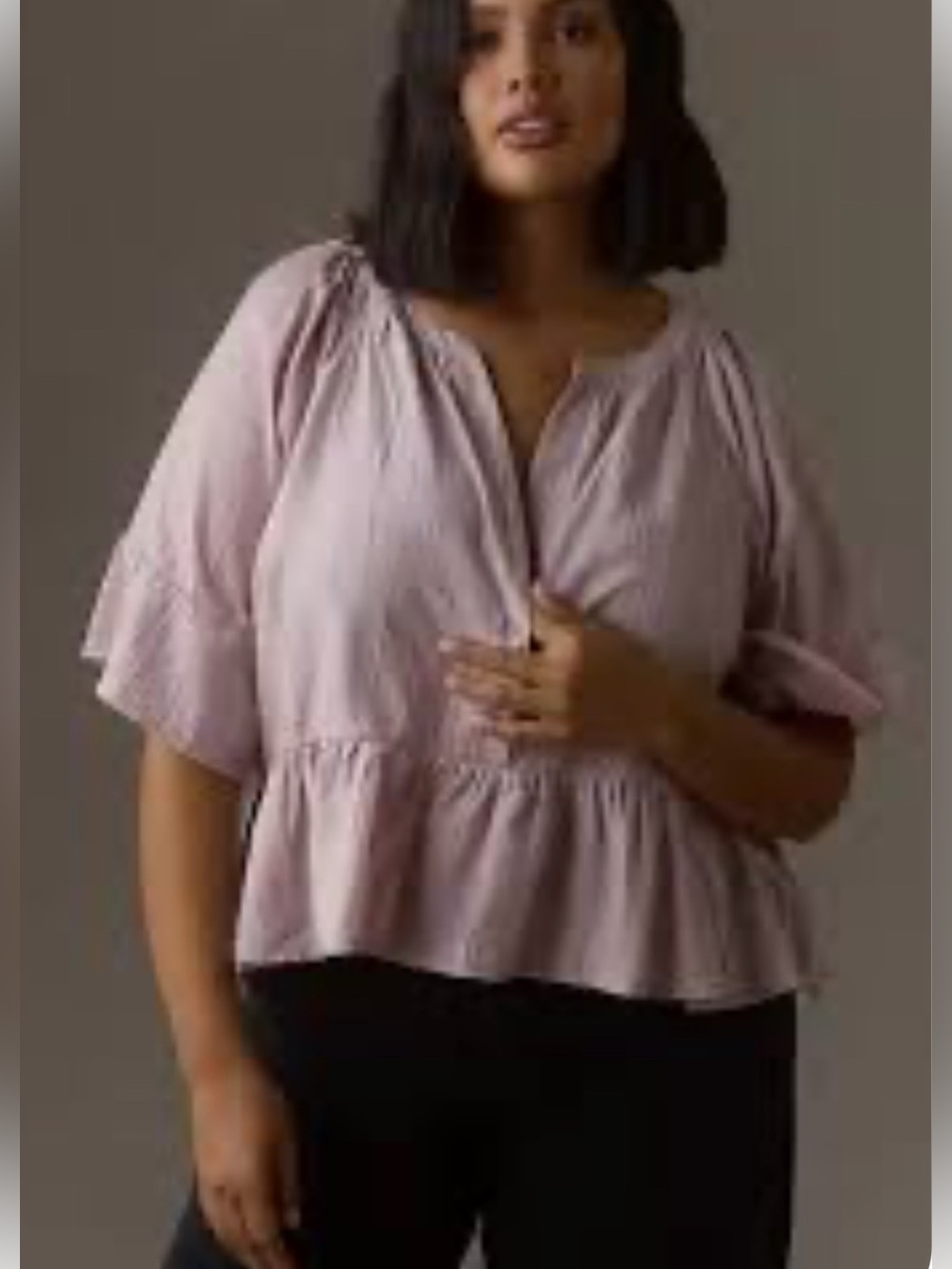 ANTHROPOLOGIE Lilac Peplum Short-Sleeve Blouse - Women